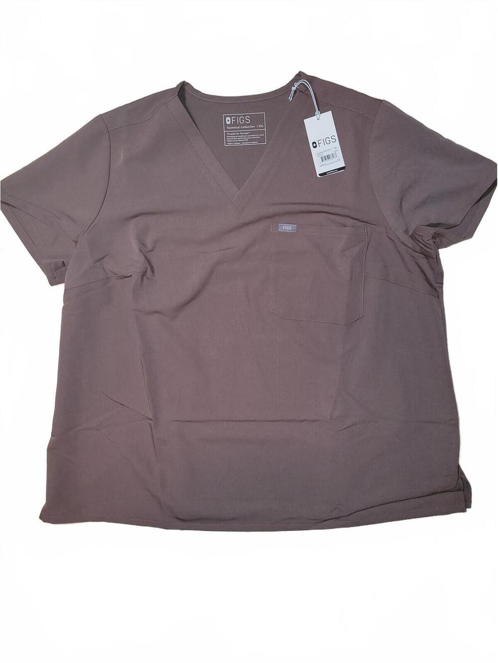 Figs Women's Caterina One Pocket Short Sleeve Scrub Top Brown 3XL NWT